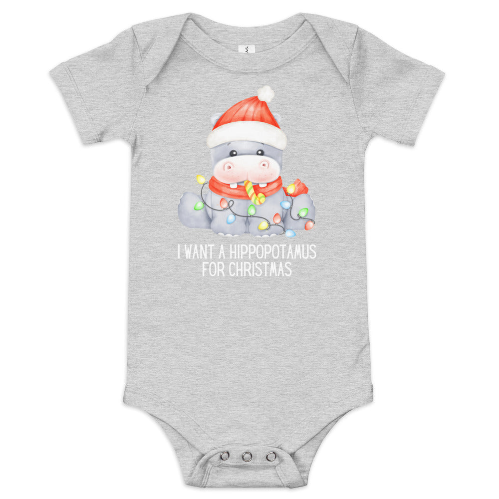 Hippopotamus For Christmas Baby short sleeve one piece