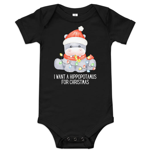 Hippopotamus For Christmas Baby short sleeve one piece