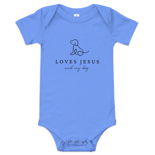 Loves Jesus and My Dog Baby short sleeve one piece