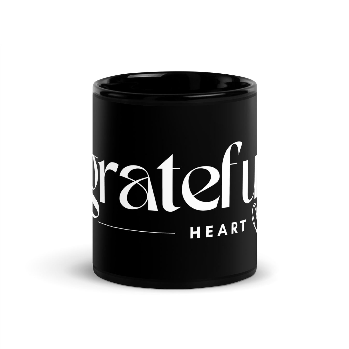 Grateful Heart Black Glossy Mug