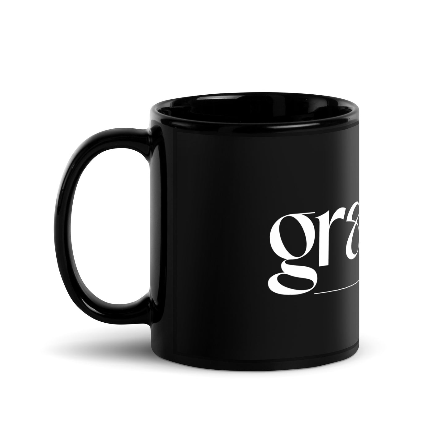 Grateful Heart Black Glossy Mug