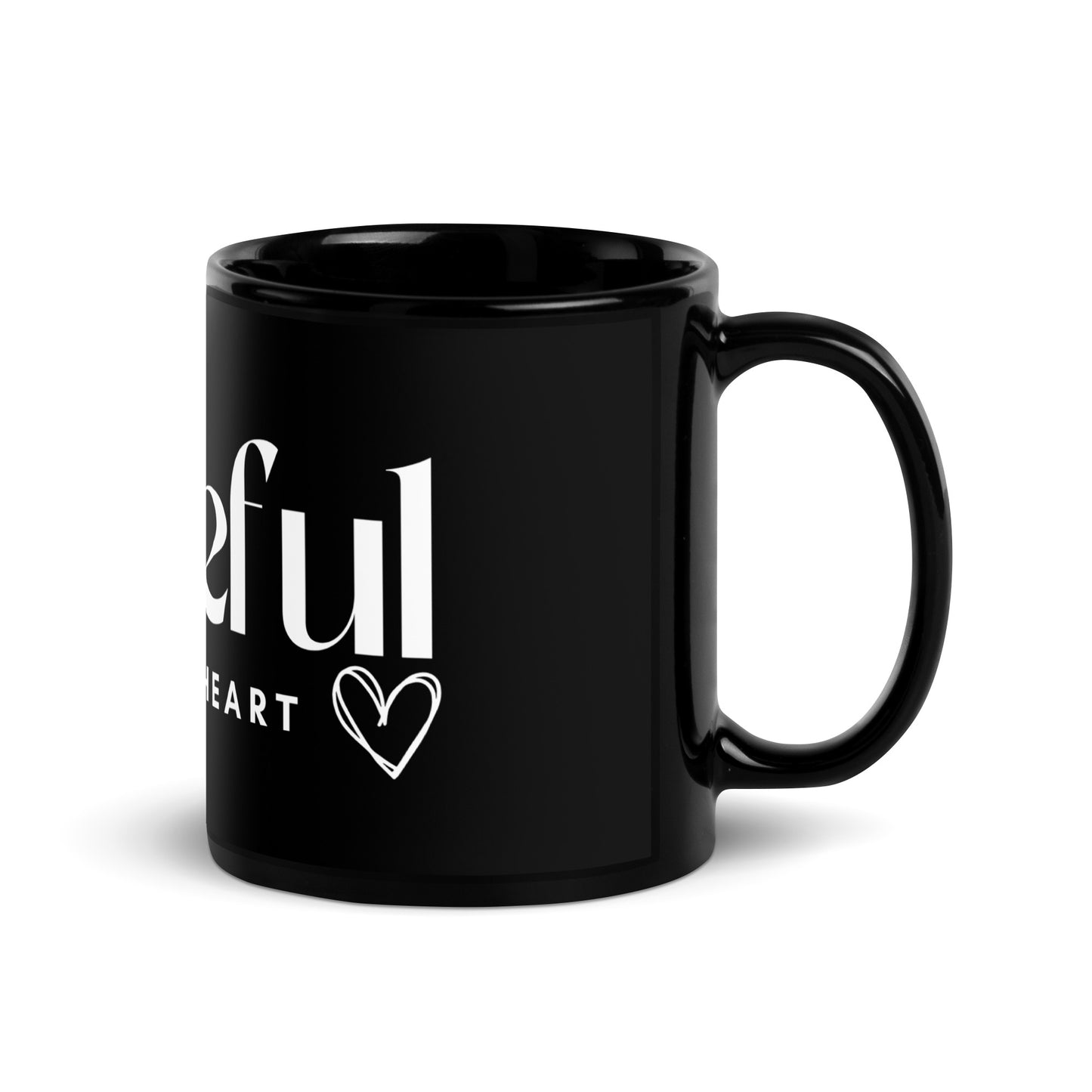 Grateful Heart Black Glossy Mug