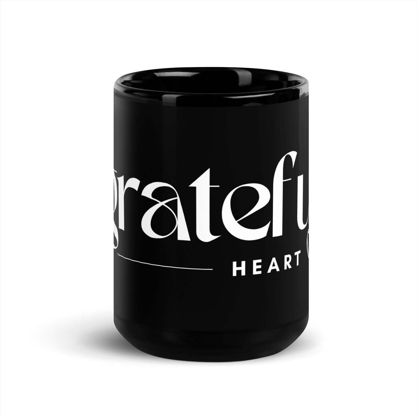 Grateful Heart Black Glossy Mug