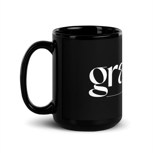 Grateful Heart Black Glossy Mug