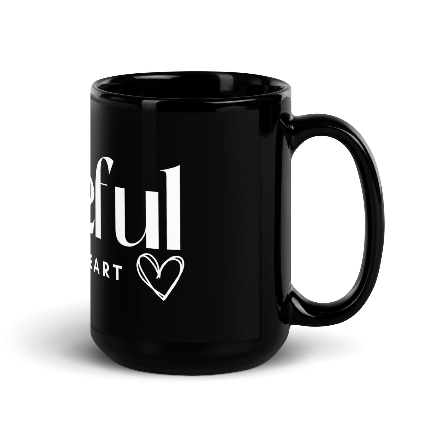 Grateful Heart Black Glossy Mug