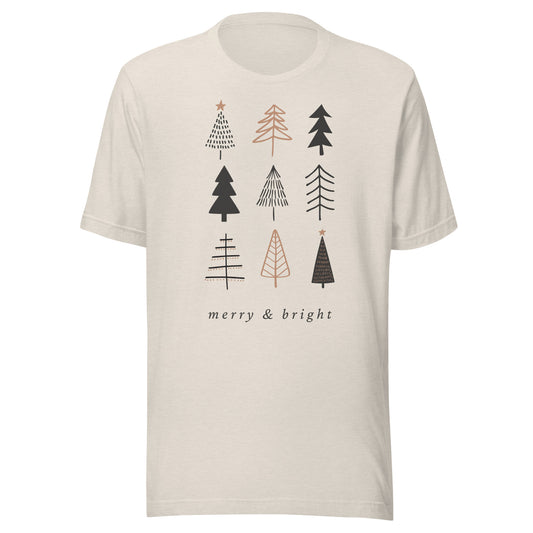 Merry and Bright Trees Unisex t-shirt